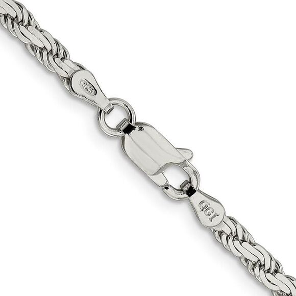 3mm Sterling Silver Solid Flat Rope Chain Necklace, 20 Inch - Picture 3 of 6